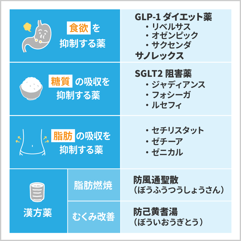 ダイエット薬の種類一覧