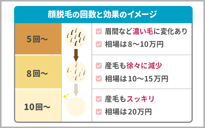 顔の医療脱毛は何回くらい必要？回数ごとの料金相場